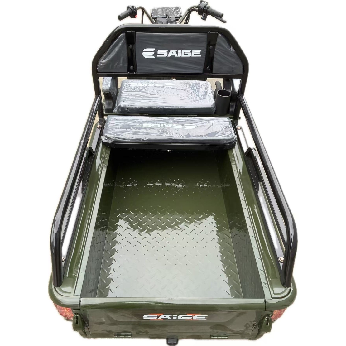 Triciclu Electric de Marfa XPB, Saige, Viteza Maxima 25 km/h, Motor 1600W, Baterie 60V/20Ah, Fara Permis, Mototricicleta Electrica de Transport, Verde