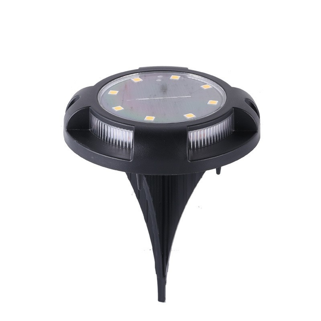 Lampa solara LED tip spot pentru gradina Flippy, cu 4 leduri laterale multicolore si 8 leduri principale alb rece, IP65, material ABS, baterie 2V, 700 mah, 11x13.5 cm, multicolor