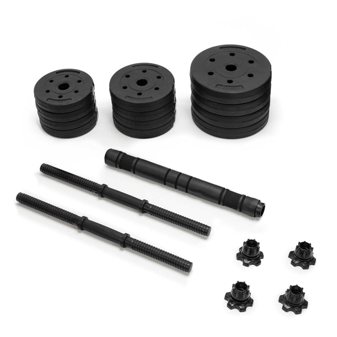 Set gantere si bara ajustabila 20 kg, 12 discuri, conector metalic cu spuma, negru