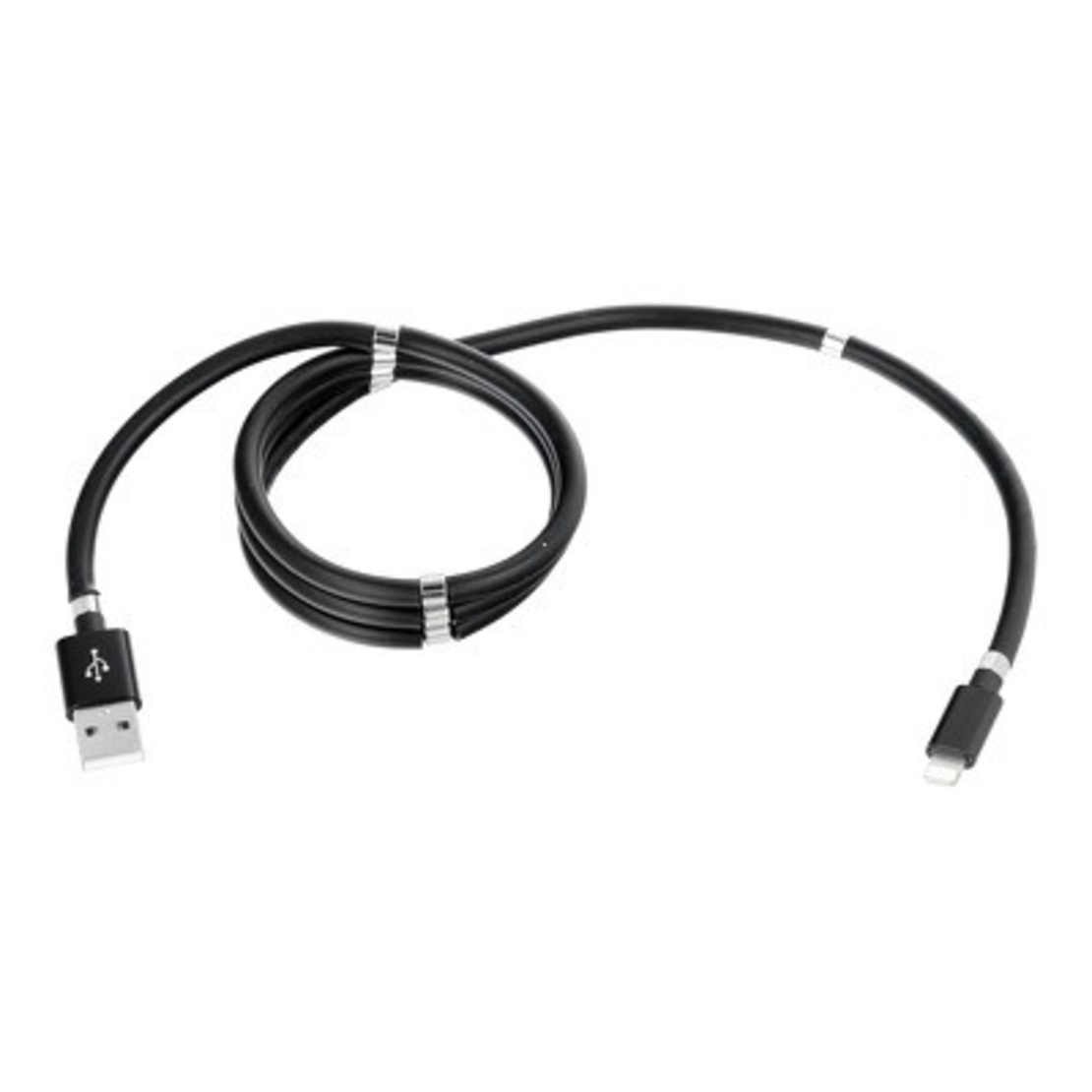 Cablu de incarcare rapida, Flippy, USB, compatibil Iphone, cu absorbtie magnetica, 1 m, negru