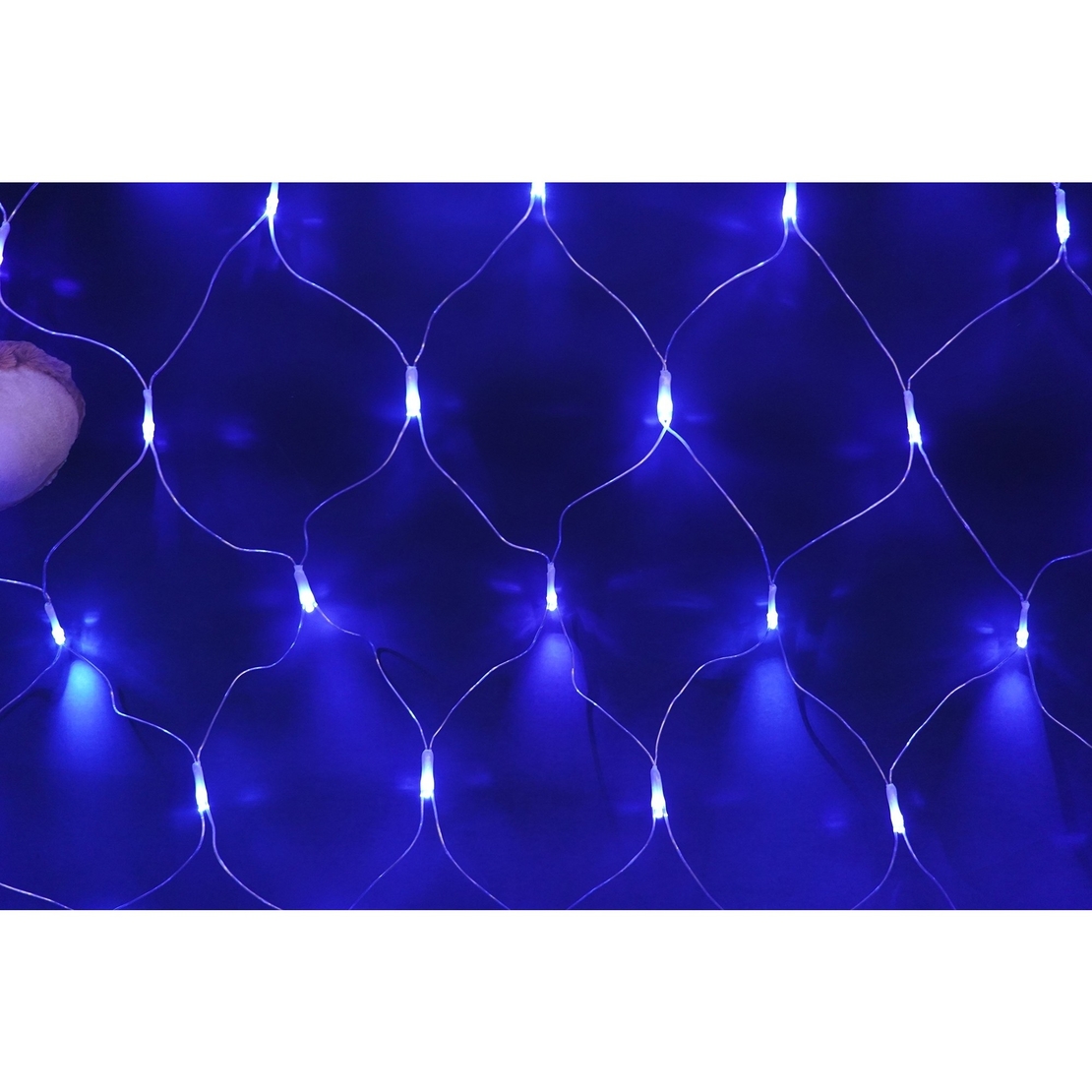 Sectiune Instalatie de Craciun Vafy, Tip Plasa, 80 LED-uri, 2 m x 1 m, 8 jocuri de lumini, Interconectabila, Fir transparent, Albastru