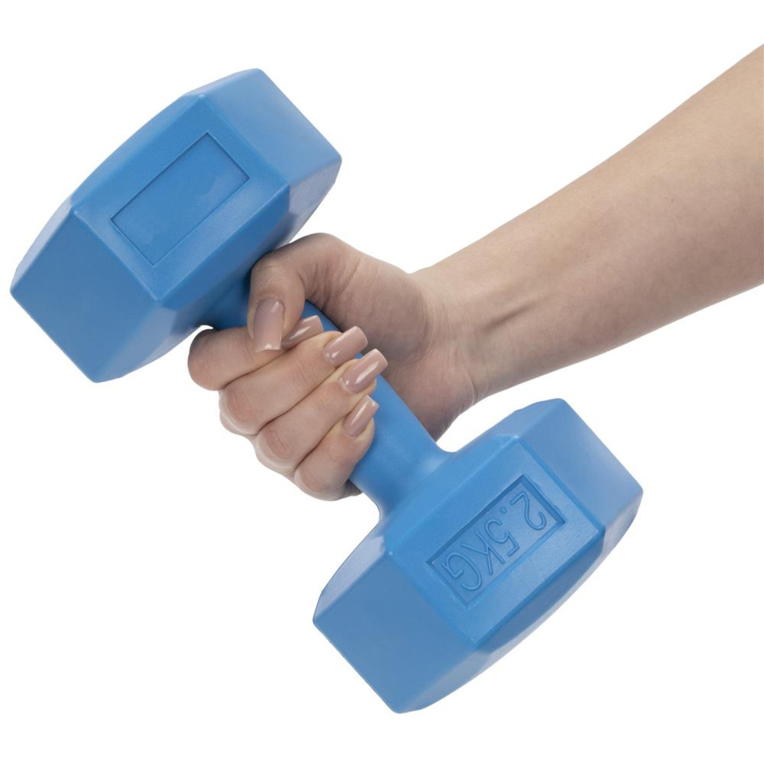 Set gantere hex 2x2,5 kg, bitum cu invelis rezistent PP, albastru
