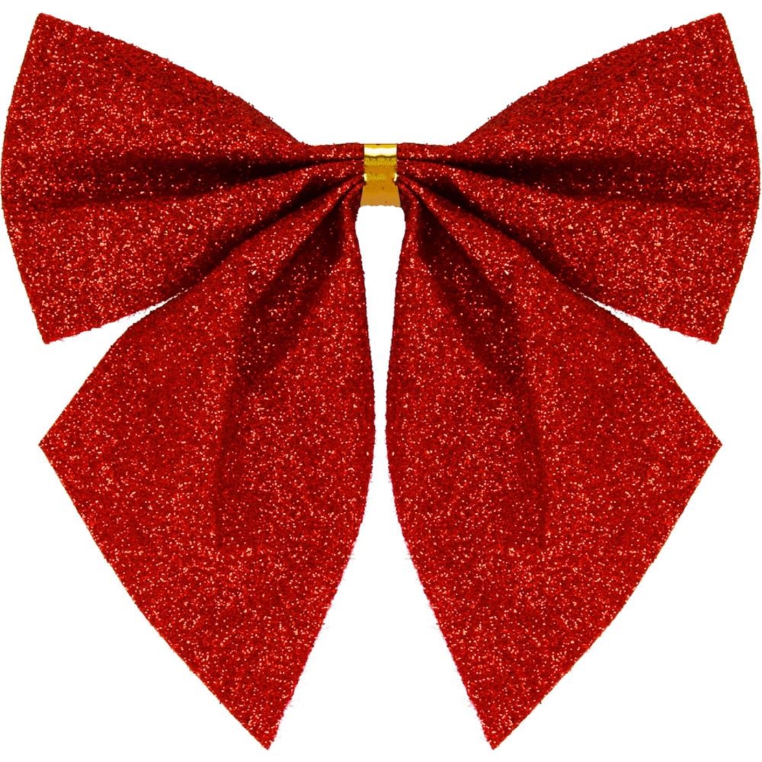 Set 3 ornamente pentru bradul de Craciun, fundita, 11cm, rosu