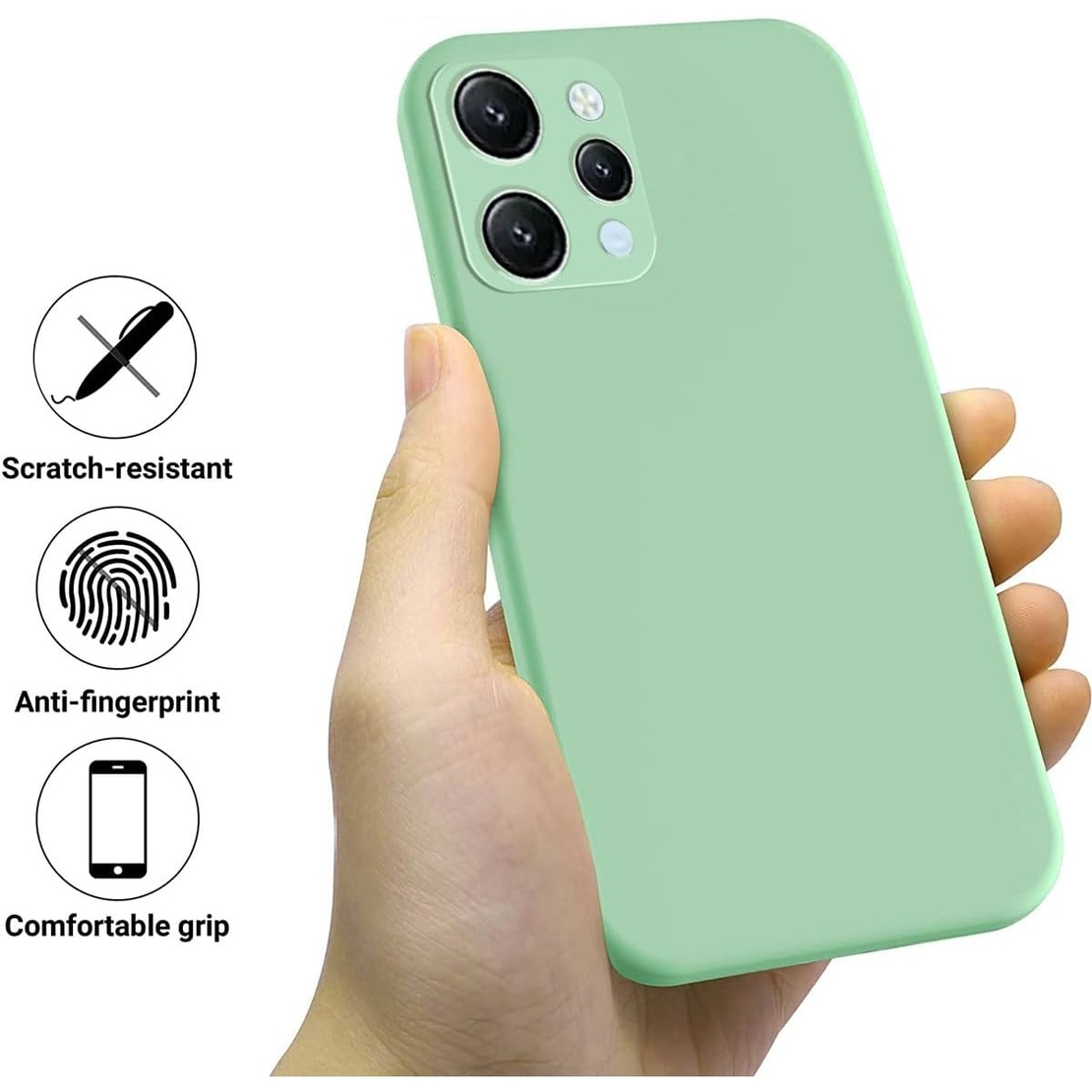 Husa de Protectie Matte TPU, Vafy, pentru Xiaomi Redmi 12, Protectie Camera, Antisoc, Antizgariere, Antialunecare, Acoperire Completa, Verde