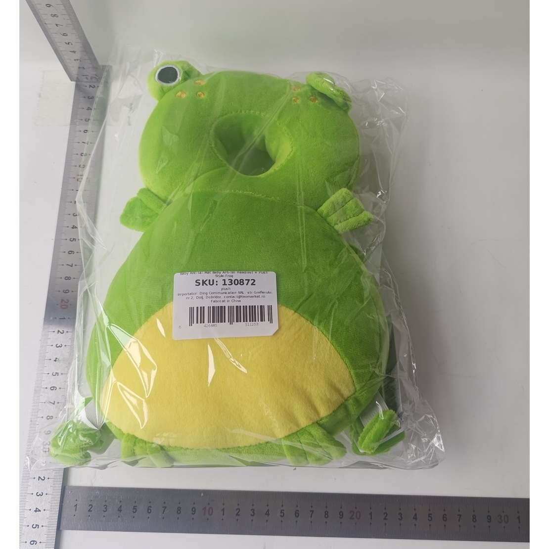 Perna tip Rucsac pentru Protectia Capului, Vafy, Tetiera tip Broscuta, pentru Bebelusi, 33x6x19 cm, 180 g, Verde
