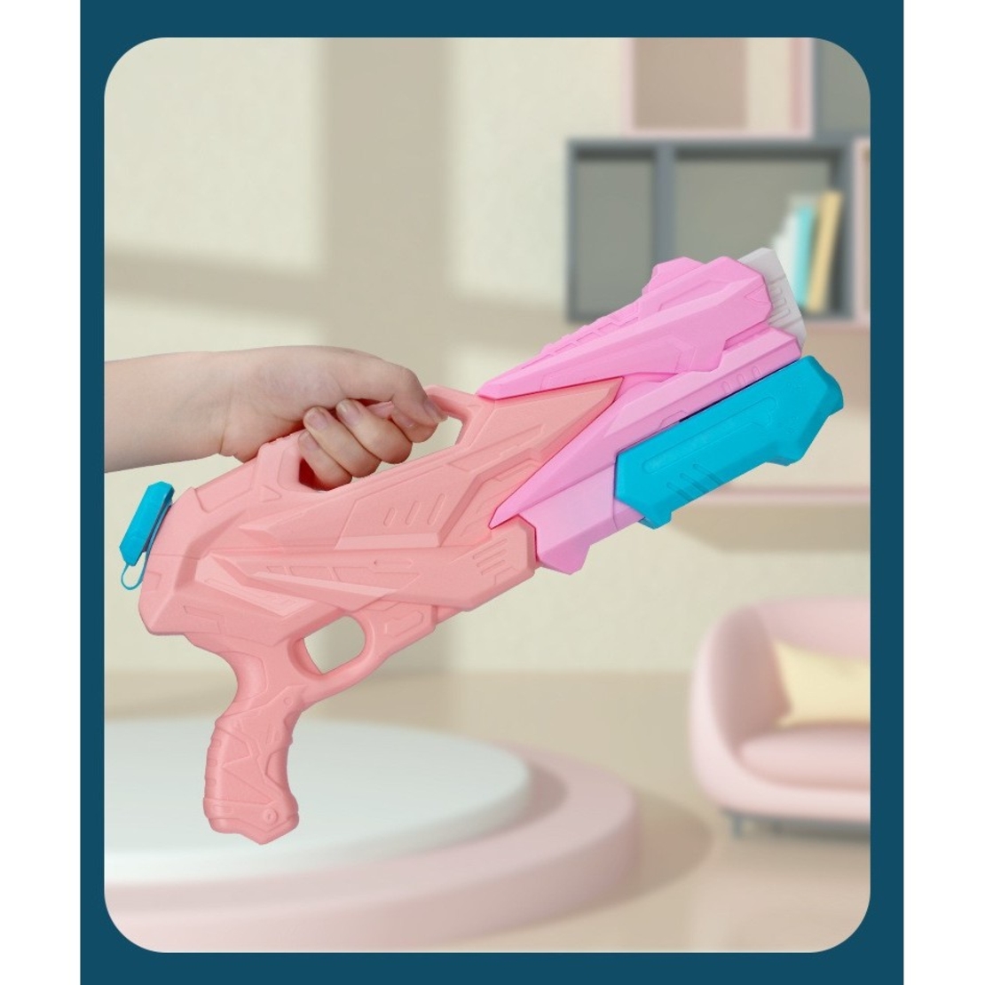 Pistol cu Apa pentru Copii, Rezervor, Pentru Piscina/Plaja, Flippy, 6ani+, 3 duze, Roz, 500ML