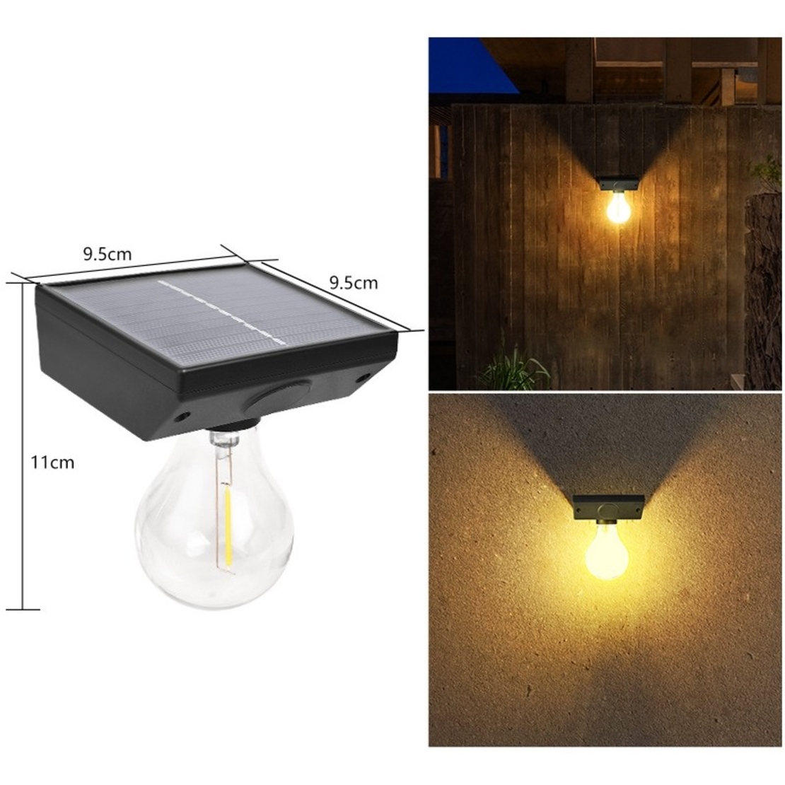 Lampa solara Flippy, pentru exterior, tip bec, rezistenta la apa IP65, material ABS, baterie 3.7V, 1200 mah, 9.5 x 11 cm, autonomie 8 ore, senzor de miscare, alb cald