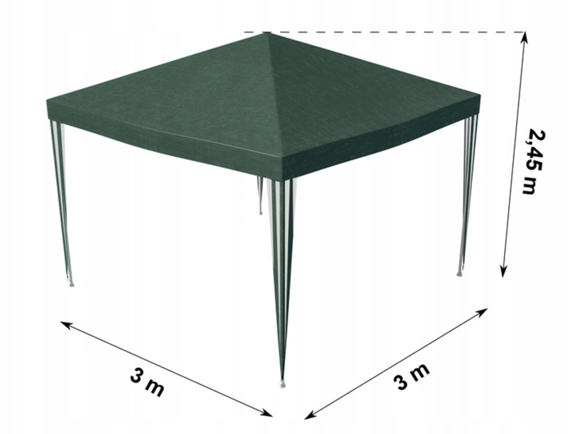 Cort pavilion de gradina, 300x300 cm, impermeabil cu rezistenta UV, verde