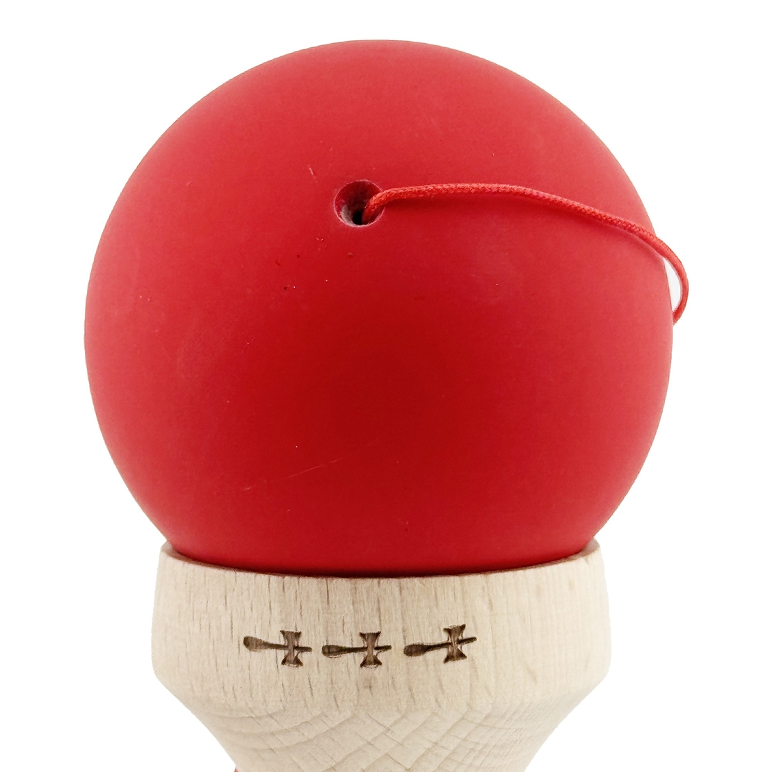 Kendama X Originala, Profesionala, Flippy, Cupe Mari KING SIZE V3, Rubber Grip, Gaura in Baza, Rulment Metalic, din lemn 18 cm, Ata 62/65 cm, Bicolor Rosu/Negru