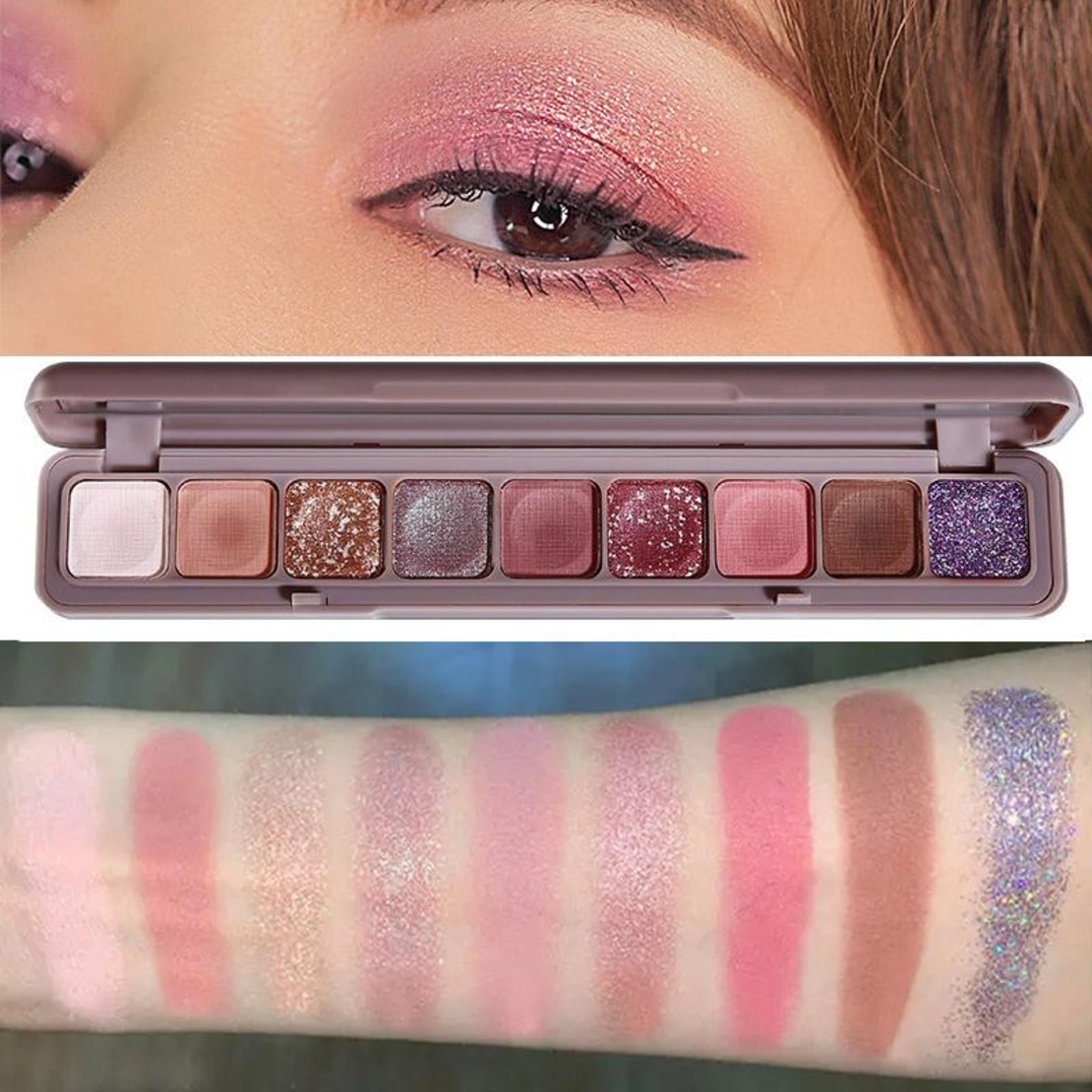 Paleta Farduri Flippy, 9 Culori, Farduri Mate si Sidefate, Rezistenta la Apa, Oglinda, 10 g, 9 x 3 x 2 cm, Valabilitate 3 Ani, Multicolor