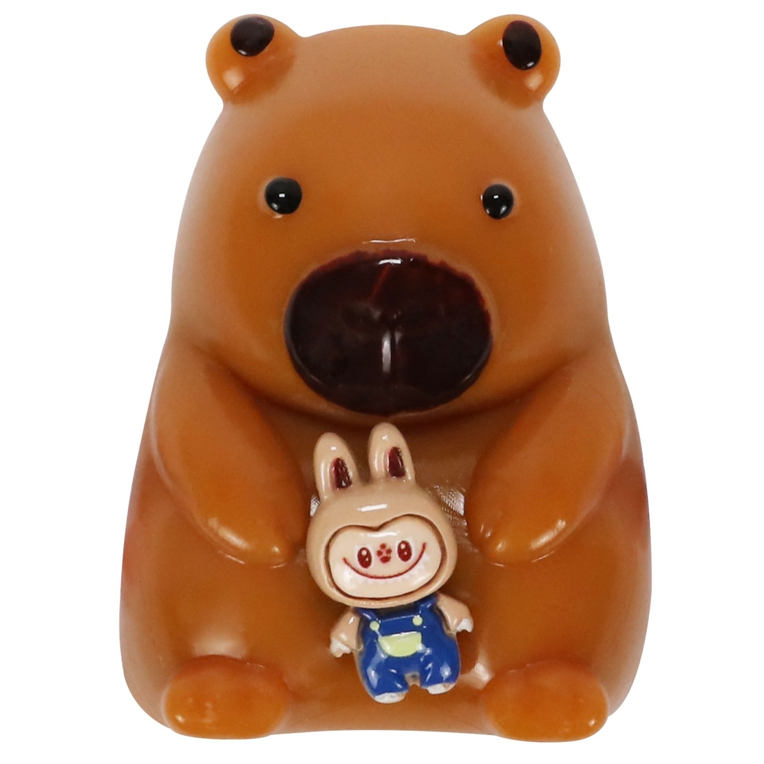 Jucarie Antistres Squishy, Flippy, cu Revenire Lenta, Squeeze Pinch Family, Model Urs, Ambalaj Transparent, 4.5 x 7.2 cm, Maro