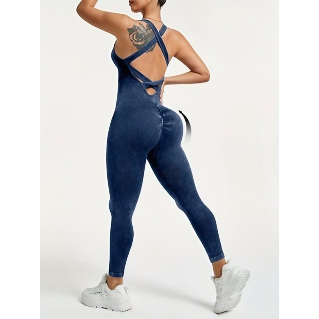 Costum Sport de Dama, Flippy, One Piece, pentru Yoga, Elastic, Fara Cusaturi, Albastru Marin, Marime M
