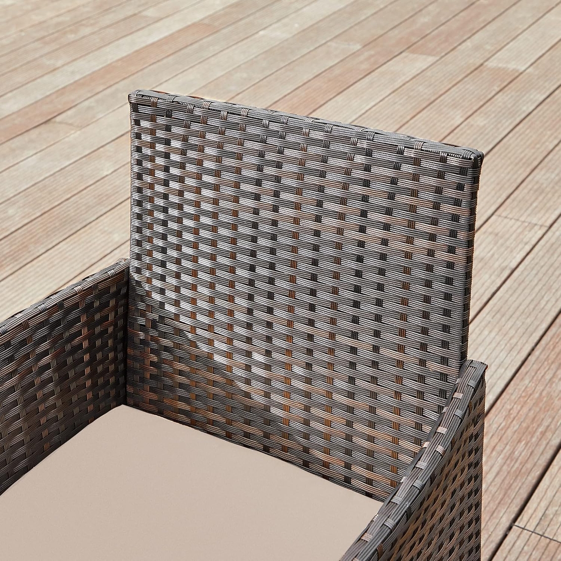 SONGMICS Set mobilier gradina cu 2 locuri, 2 scaune si masa cu sticla, ratan PE, maro