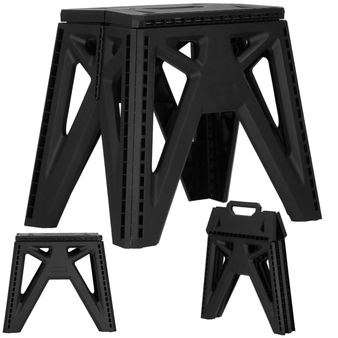 Scaun inaltator multifunctional tip scara, 150 kg, compact, cu maner, 38x25x34 cm, negru