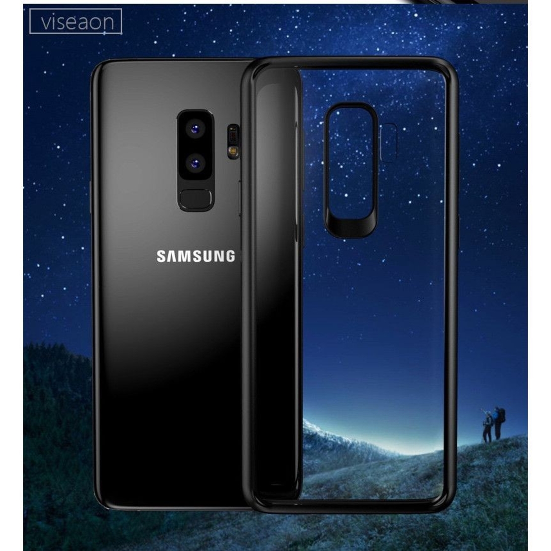 Husa Samsung Galaxy S9 Tpu Transparent cu margini colorate negru