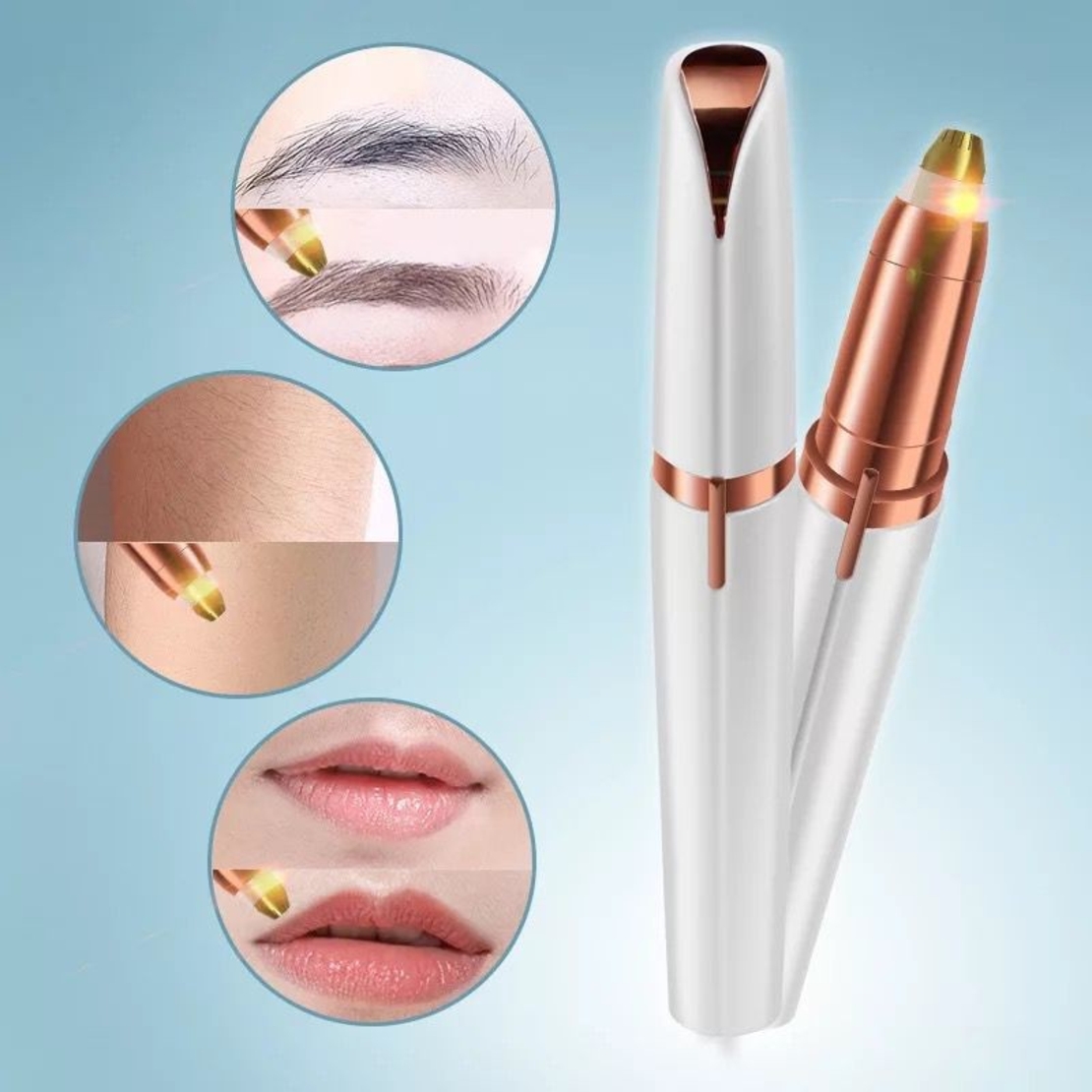 Trimmer Facial, Flippy, pentru Sprancene, Incarcare USB, 1.5 x 13 cm, din ABS, Alb