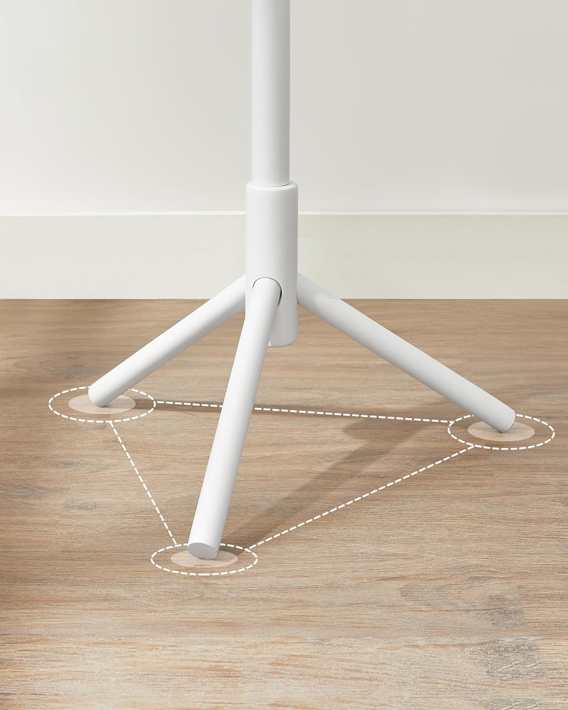 VASAGLE Cuier pentru haine, din lemn masiv, tip pom, cu 8 carlige, 175cm, alb