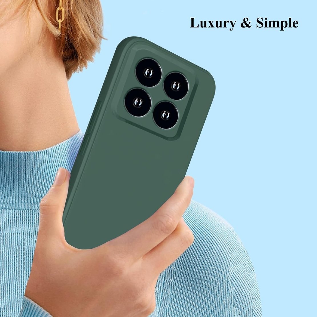 Husa de Protectie, Vafy, pentru Xiaomi 14, Liquid Silicone, cu Microfibra pe Interior, Protectie Antisoc, Compatibil Incarcare Wireless, Verde