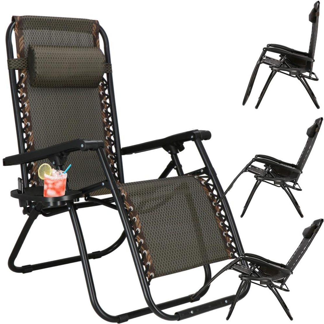 Sezlong pliabil cu spatar reglabil, structura metalica, material textilene, 175x67 cm, maro