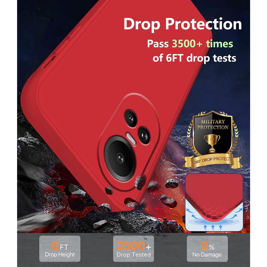 Husa de Protectie, Vafy, pentru Oppo Reno 10 5G, Liquid Silicone, cu Microfibra pe Interior, Protectie Antisoc, Compatibil Incarcare Wireless, Rosu