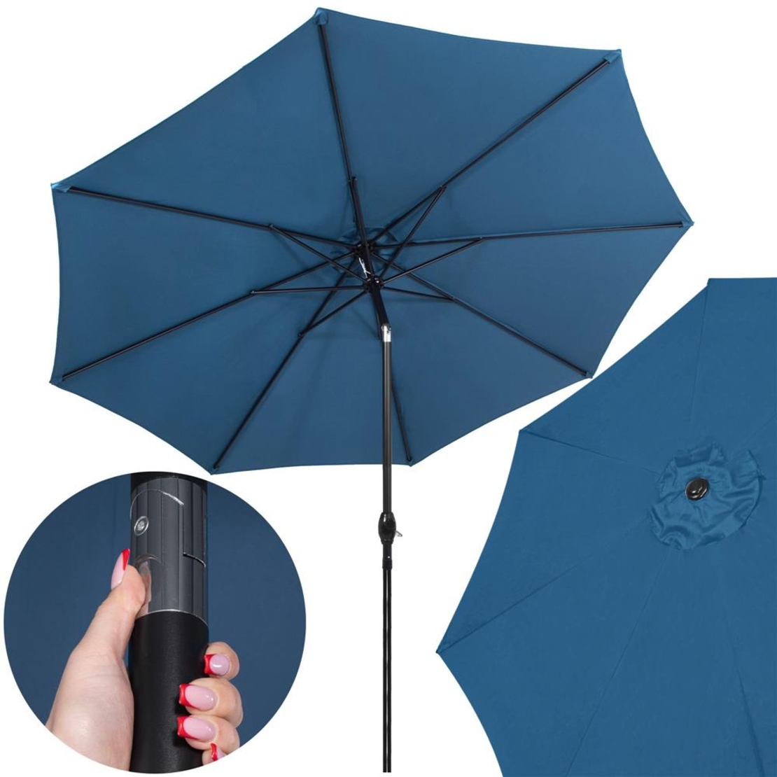 Umbrela terasa gradina, cu manivela si inclinare, diametru 300cm, Albastru