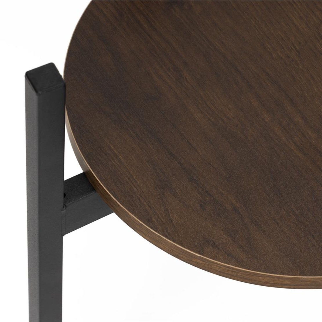 Suport metalic pentru floare, cu polita rotunda din MDF, 32x32x43 cm, negru