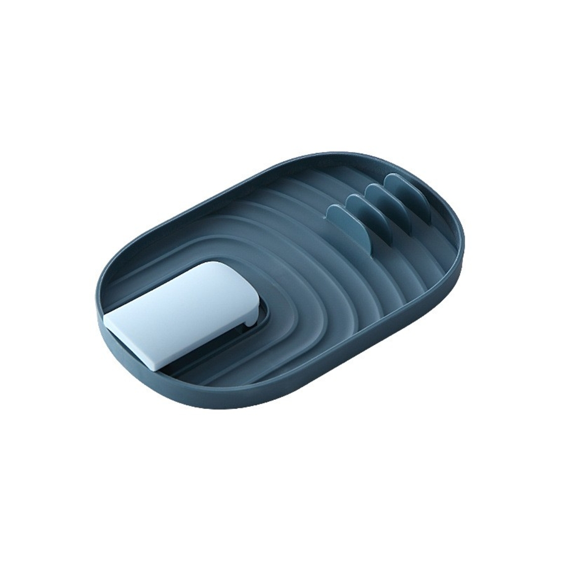 Suport Pliabil, Flippy, pentru Capace, Linguri, Multifunctional, Plasare pe Blatul de Bucatarie, 11.5 x 18 x 2.2 cm, Albastru inchis