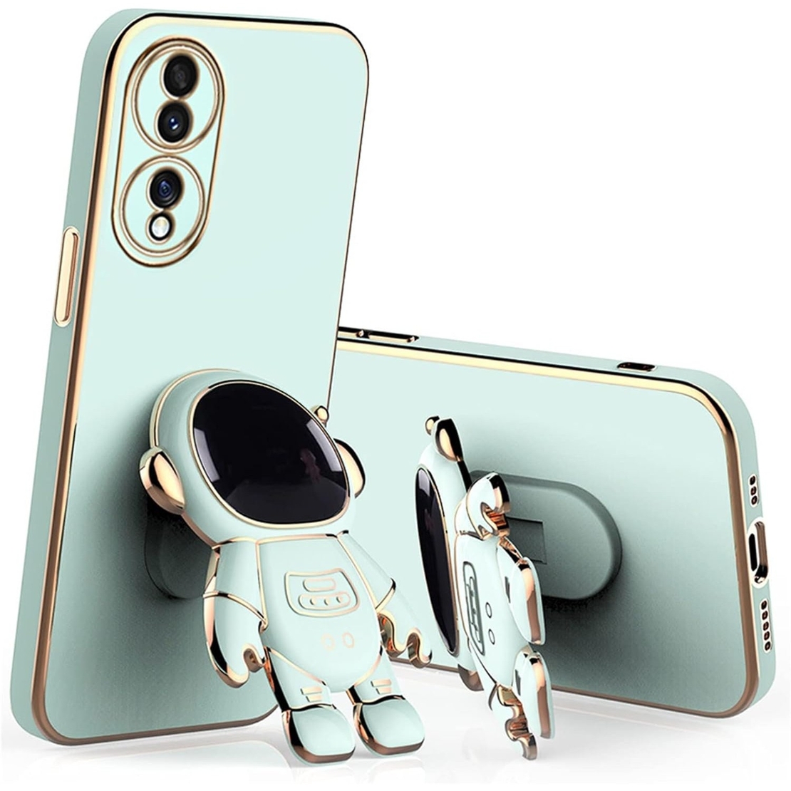 Husa Telefon 2in1, Vafy, Compatibila Huawei Mate 60 Pro, Carcasa TPU cu Suport Inclus Tip Astronaut, Protectie Camere, Verde