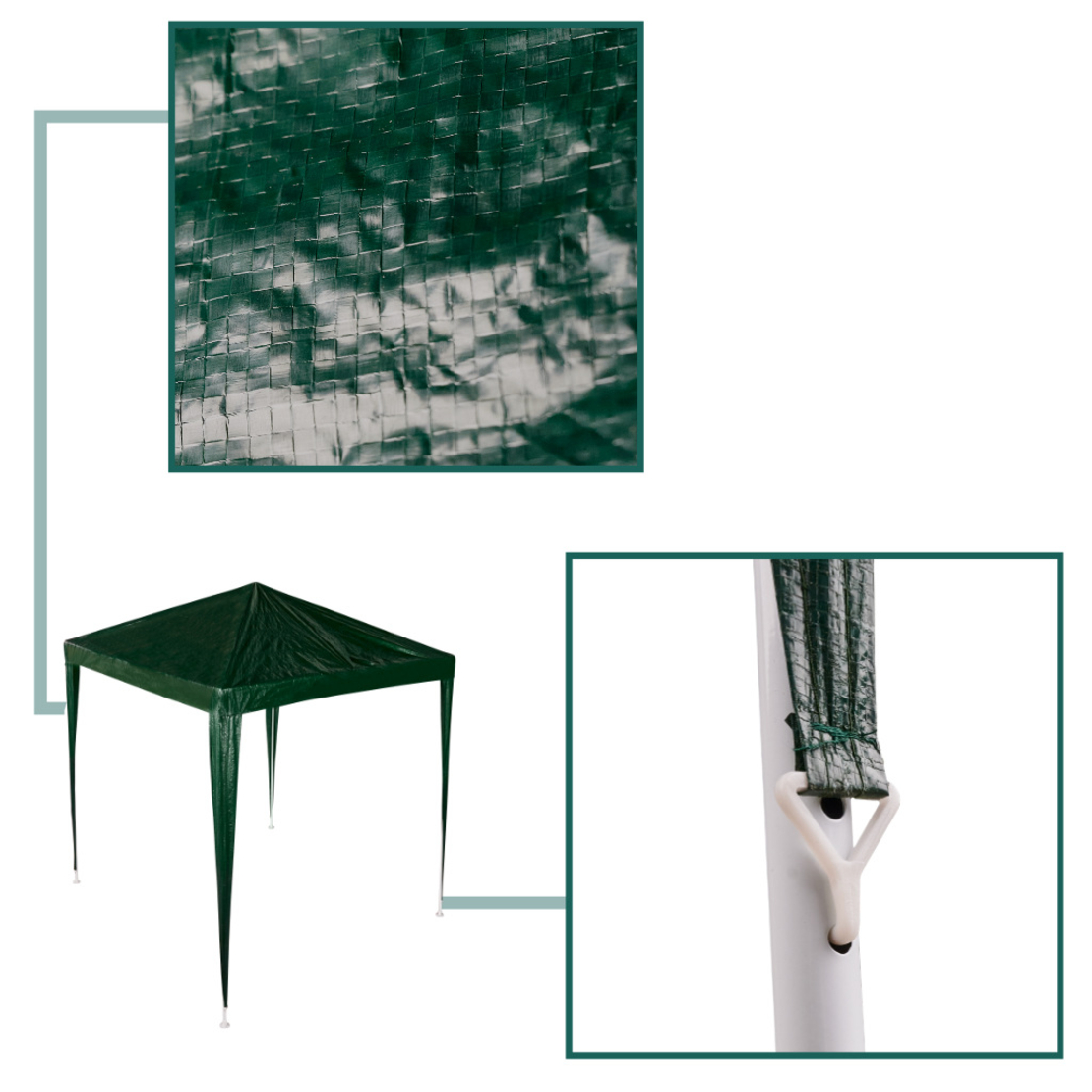 Pavilion gradina 200x200x240 cm, structura metalica, acoperis PE 90g/mp, verde