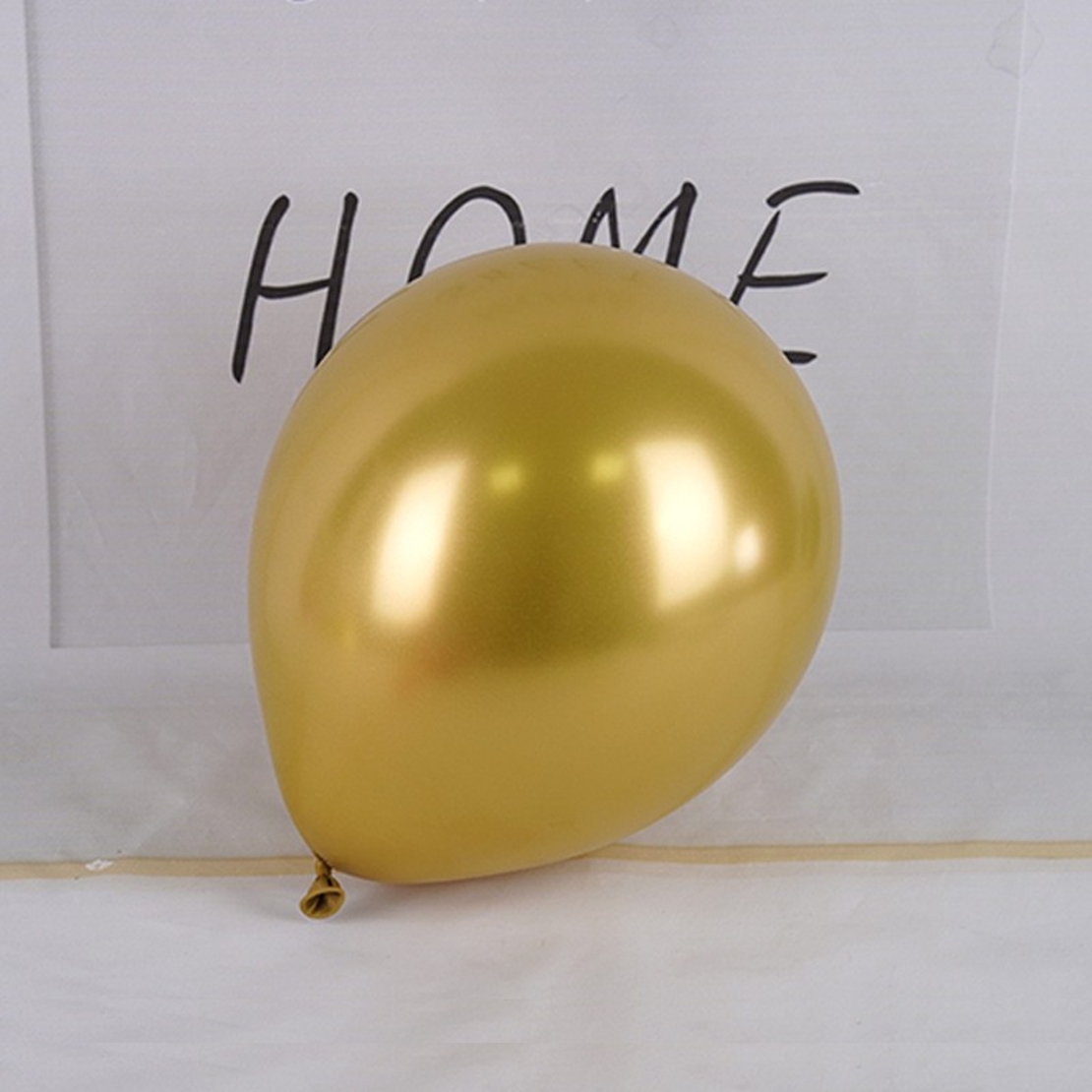 Set 12 Baloane, Flippy, din Latex Chrome, 25 cm, Auriu