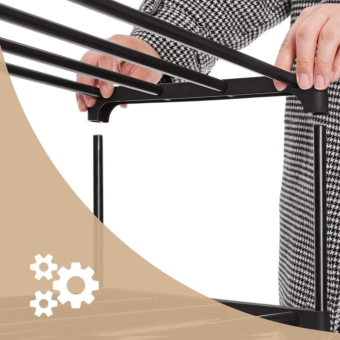 SONGMICS Raft de depozitare pantofi pe 10 niveluri, metal, instalare modulara, 30x45x174cm, negru