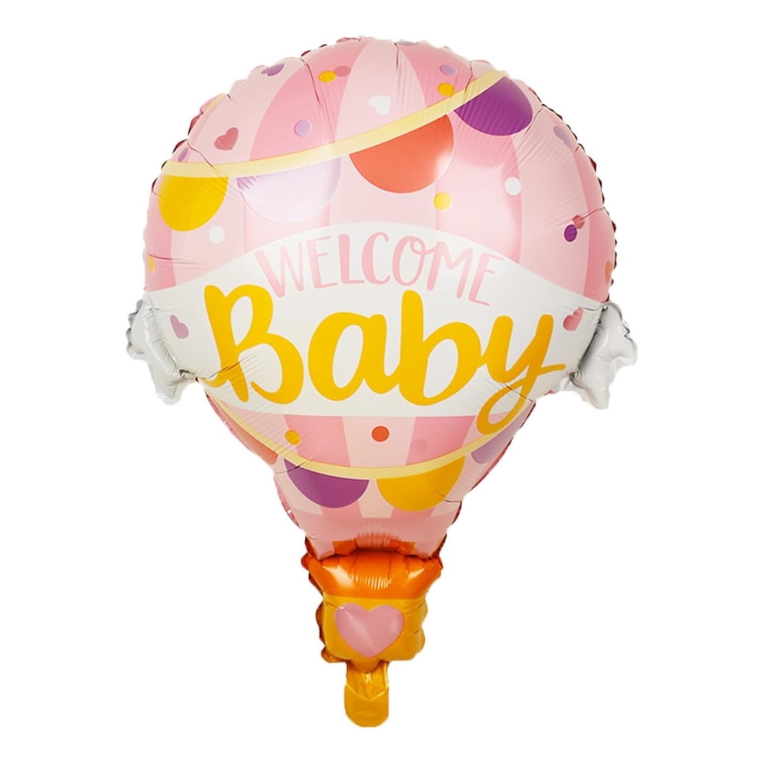 Balon din Folie Metalizata, Vafy, Mini Figurine, Model Balon cu Aer Cald Fetita, Tematica Welcome Baby, 80x62 cm, Ambalaj Individual, Pai Inclus, Umflare cu Aer sau Heliu, Roz