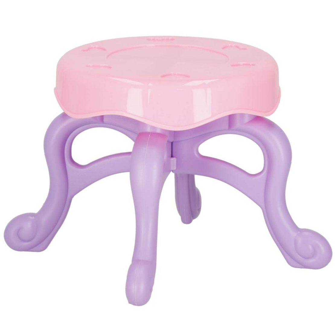 Masa toaleta pentru copii, cu taburet, 19 accesorii joaca, din plastic, 37x20x60 cm, roz
