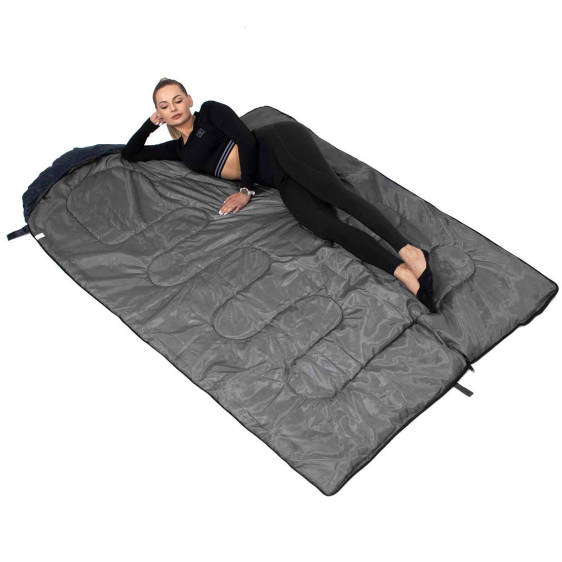 Sac de dormit tip mumie, cu geanta de transport, 210x73cm, 8-20grade, culoare gri