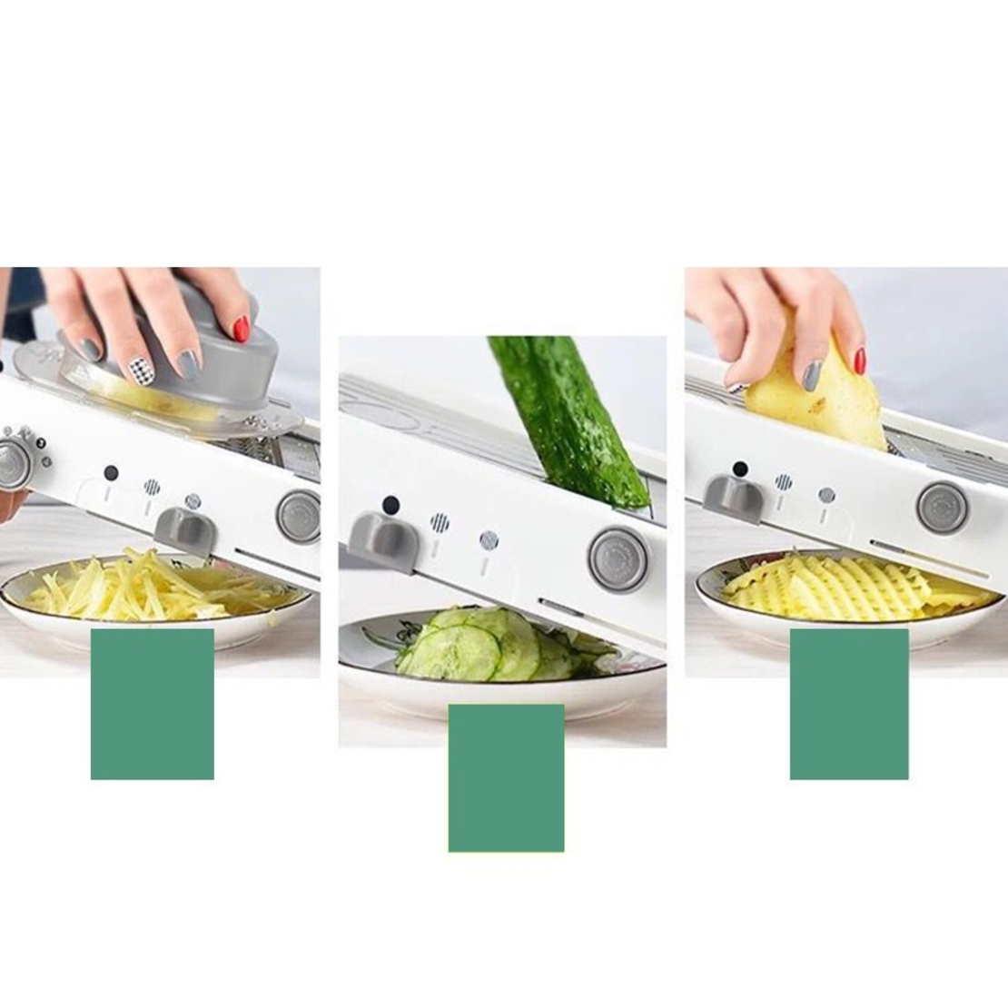 Feliator Manual Multifunctional, Flippy, Usor de Folosit, pentru Legume, Fructe, Razatoare, Otel Inoxidabil, Accesoriu Bucatarie, 39 x 11.5 x 12.5 cm Alb