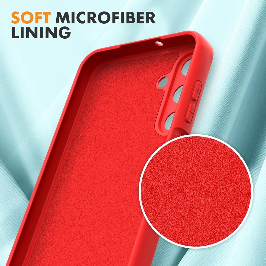 Husa de Protectie, Vafy, pentru Samsung Galaxy A15, Liquid Silicone, cu Microfibra pe Interior, Protectie Antisoc, Compatibil Incarcare Wireless, Rosu