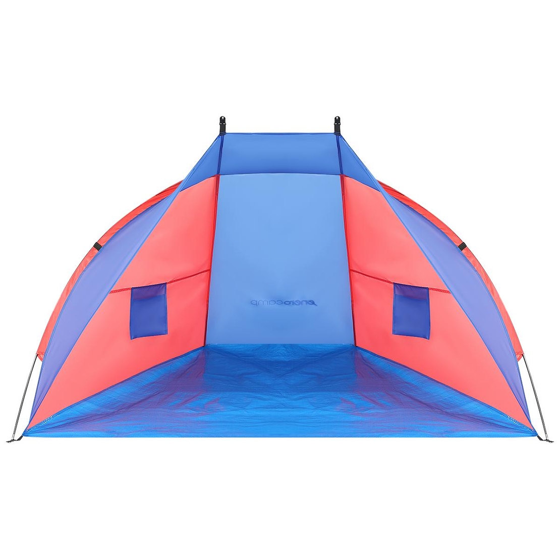 Cort plaja pentru 2 persoane, cu protectie UV si podea izolanta, 200x120x120 cm, albastru si roz