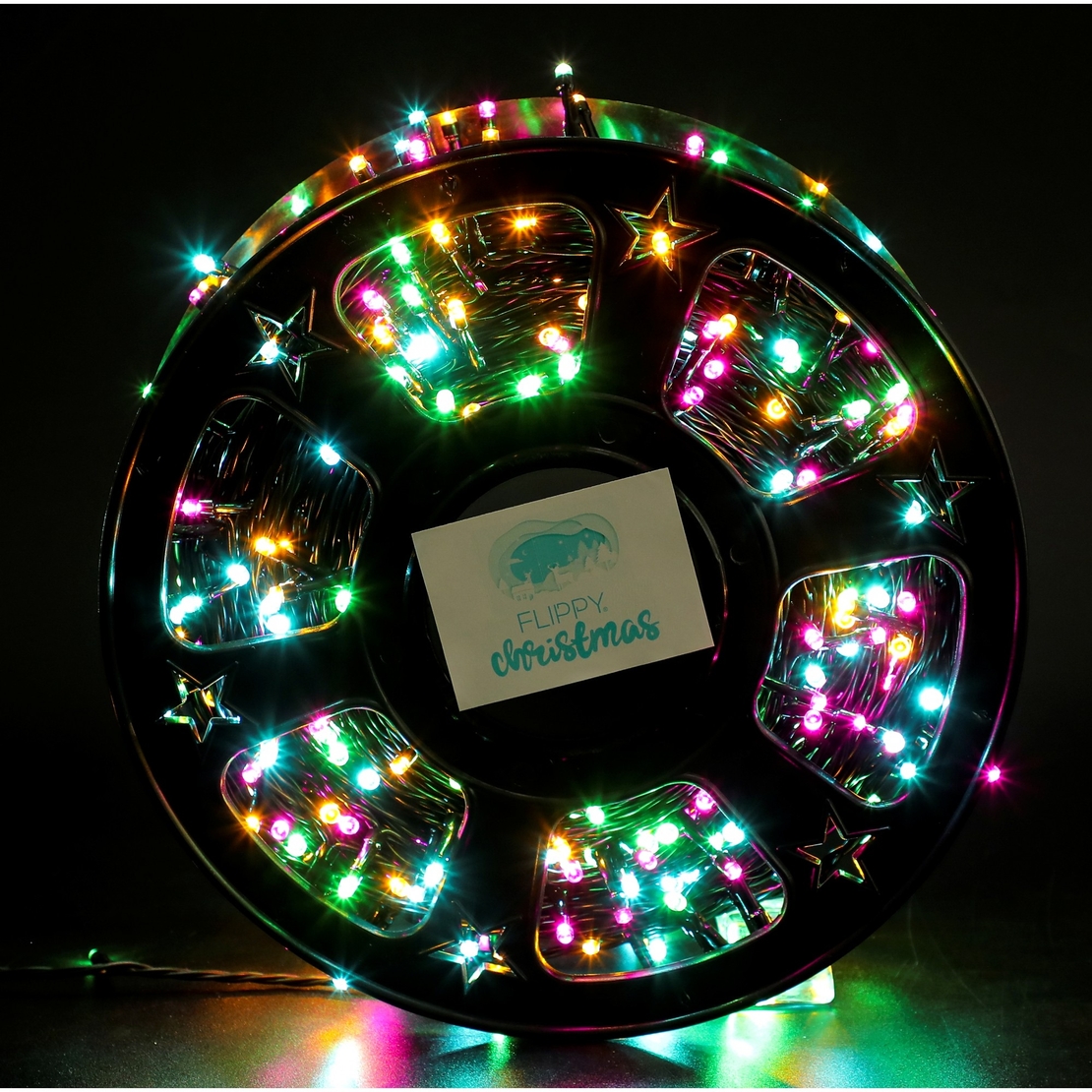 Instalatie Craciun liniara cu transformator, 100m, multicolor, 1000 LED-uri, fir negru, 8 jocuri de lumini, Vafy