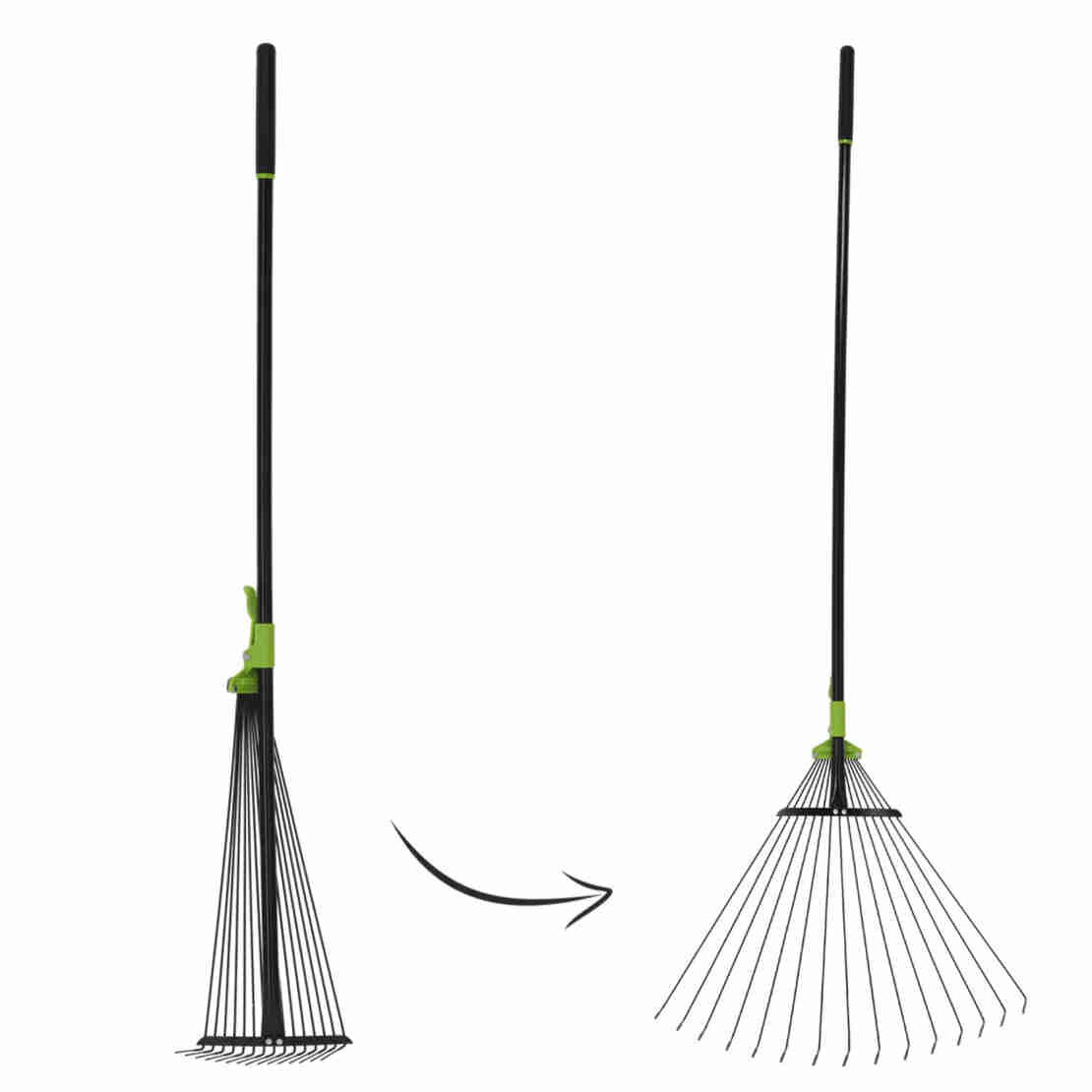 Grebla gradina pentru frunze, latime reglabila 20-59 cm, maner telescopic 120-160 cm, negru