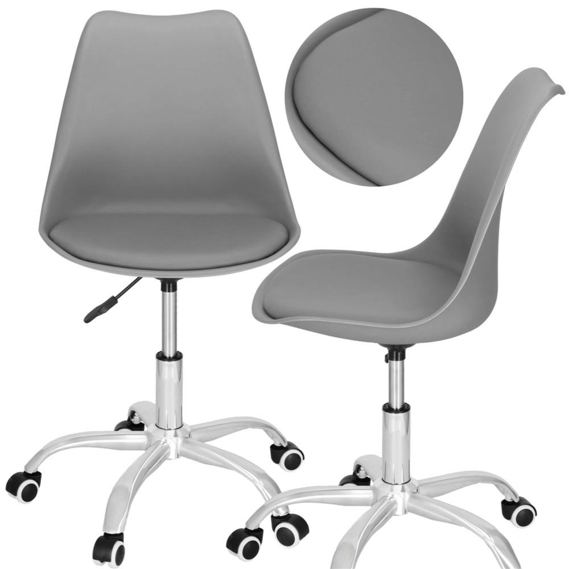Scaun de birou ergonomic, piele ecologica, 150kg, baza otel, gri