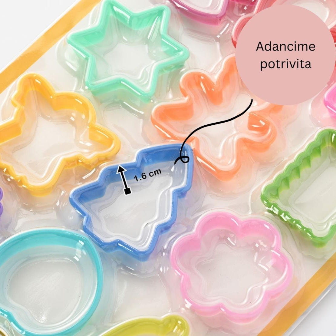 Set 12 forme pentru prajituri Flippy, material polipropilena, diverse forme, pentru orice ocazie, adancime 1.6 cm, 23.3 x 33.5 x 1.8 cm, multicolor