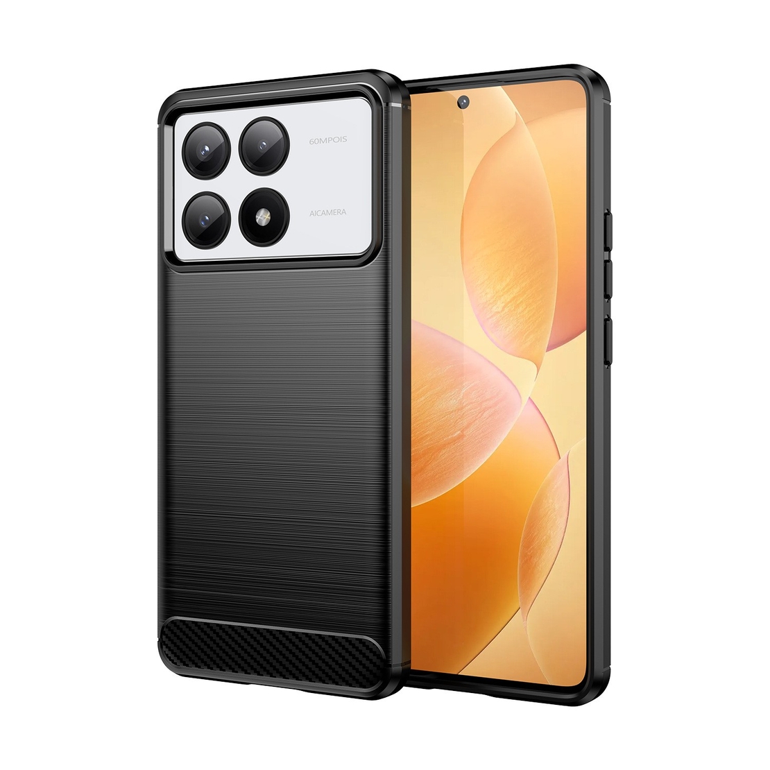 Husa de Protectie pentru Xiaomi Redmi Note 13C 5G, Vafy, Protectie 360, din TPU cu element de Carbon, Anti Alunecare, 1.8 mm, Negru