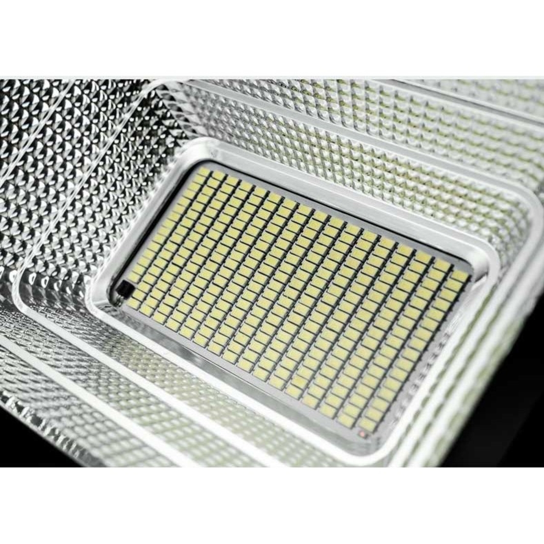 Proiector LED/Lampa solara de exterior Flippy, 20 cm x 25cm, Rezistent la Apa IP67, cu Panou Solar, 220 LED SMD, 65W, Senzor de lumina, Timer, cu Telecomanda, 2 moduri de iluminat, kit montaj inclus, Lumina Rece