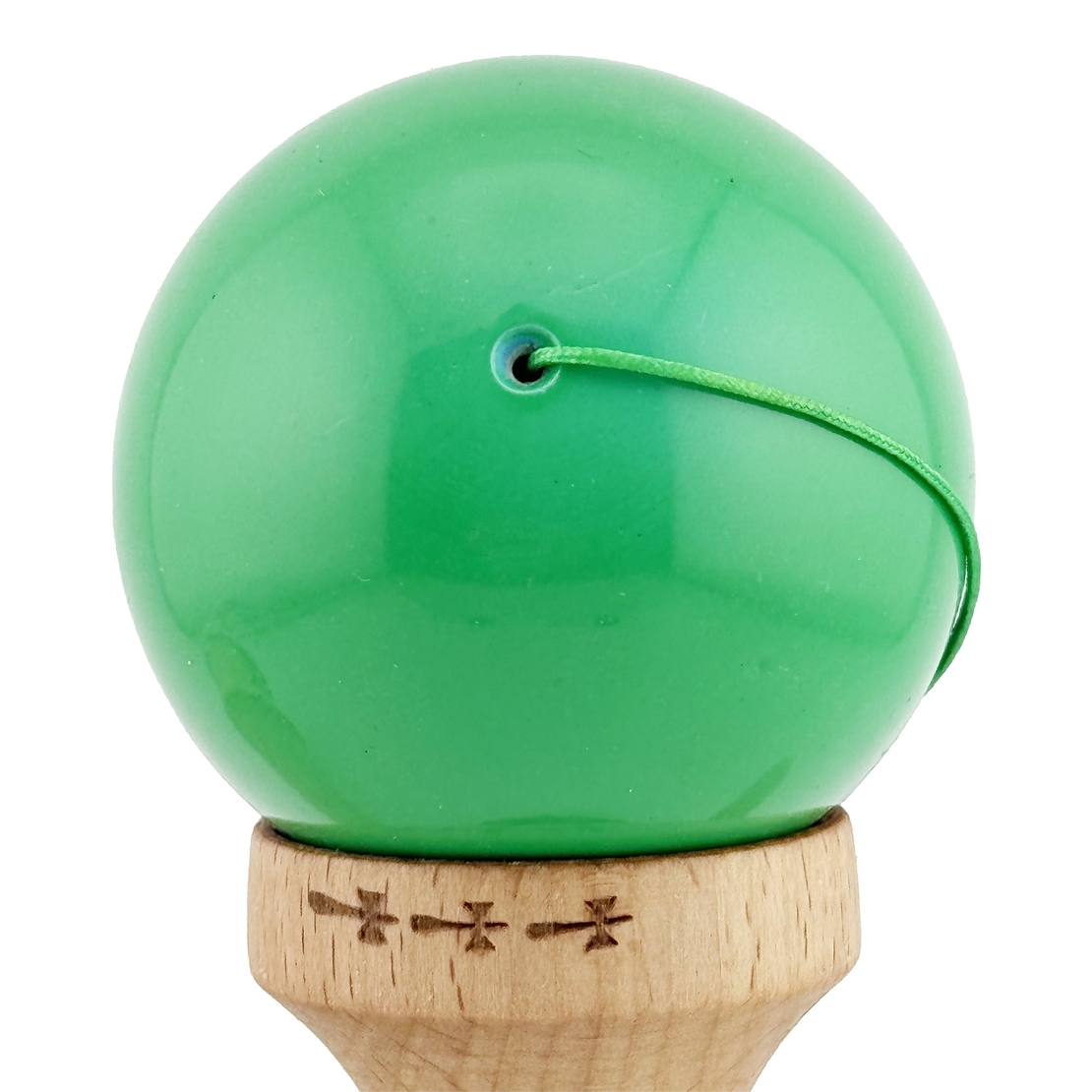 Kendama X Originala, Profesionala, Flippy, Big Cups V2, Super Sticky cu Cupe Mari, Rulment Metalic, din lemn 18 cm, Ata 55 cm, Verde/Negru