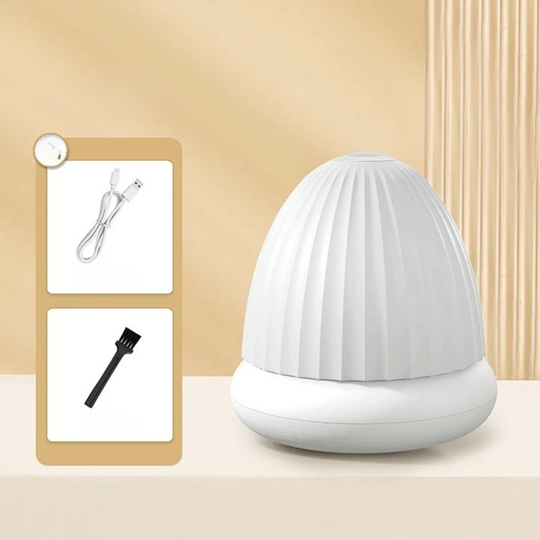 Aparat de Scame 2 in 1, Vafy, Curatare Haine si Lampa de Veghe, 3 Trepte, Incarcare Tip C, 4 W, 9 x 10 cm, Alb