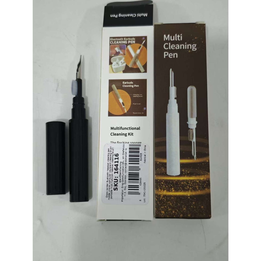 Kit de Curatare Casti 3in1, Flippy, Multifunctional, din ABS, 10.6 x 1.3 x 1.3 cm, Negru