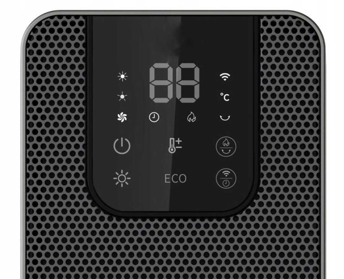 Semineu electric, 2000W, 2 trepte, cu termostat si telecomanda, timer, dispay LED, WiFi