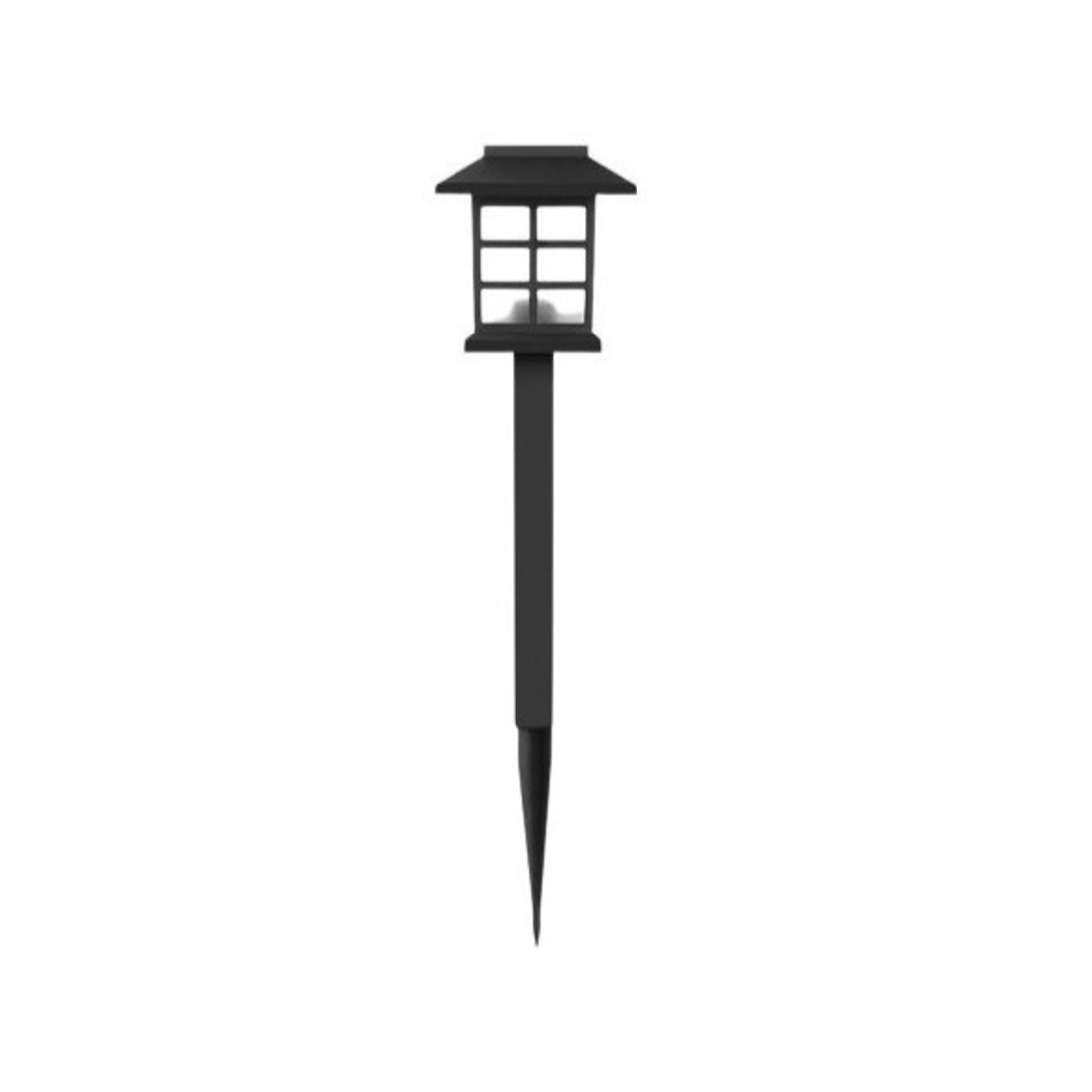 Lampa solara pentru gradina, Flippy, Set 2 Bucati, Tip Felinar la Pamant, LED Lumina Albastra, 38 x 8.6 x 8.6 cm, Negru