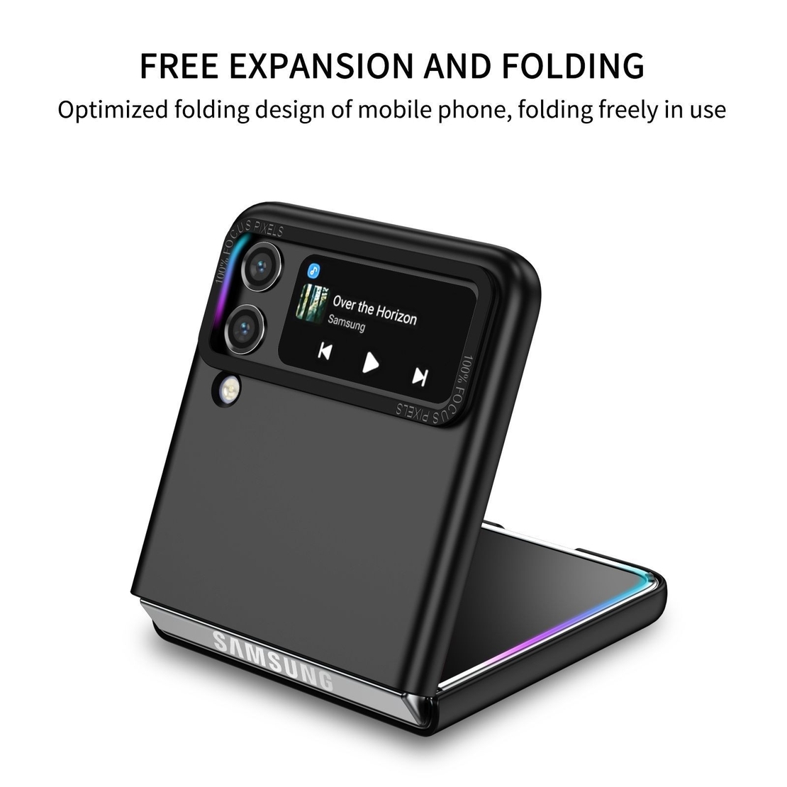 Husa de protectie Vafy, Pliere Tridimensionala, Multifunctionala, PC, pentru Samsung Galaxy Z Flip 3 , Negru