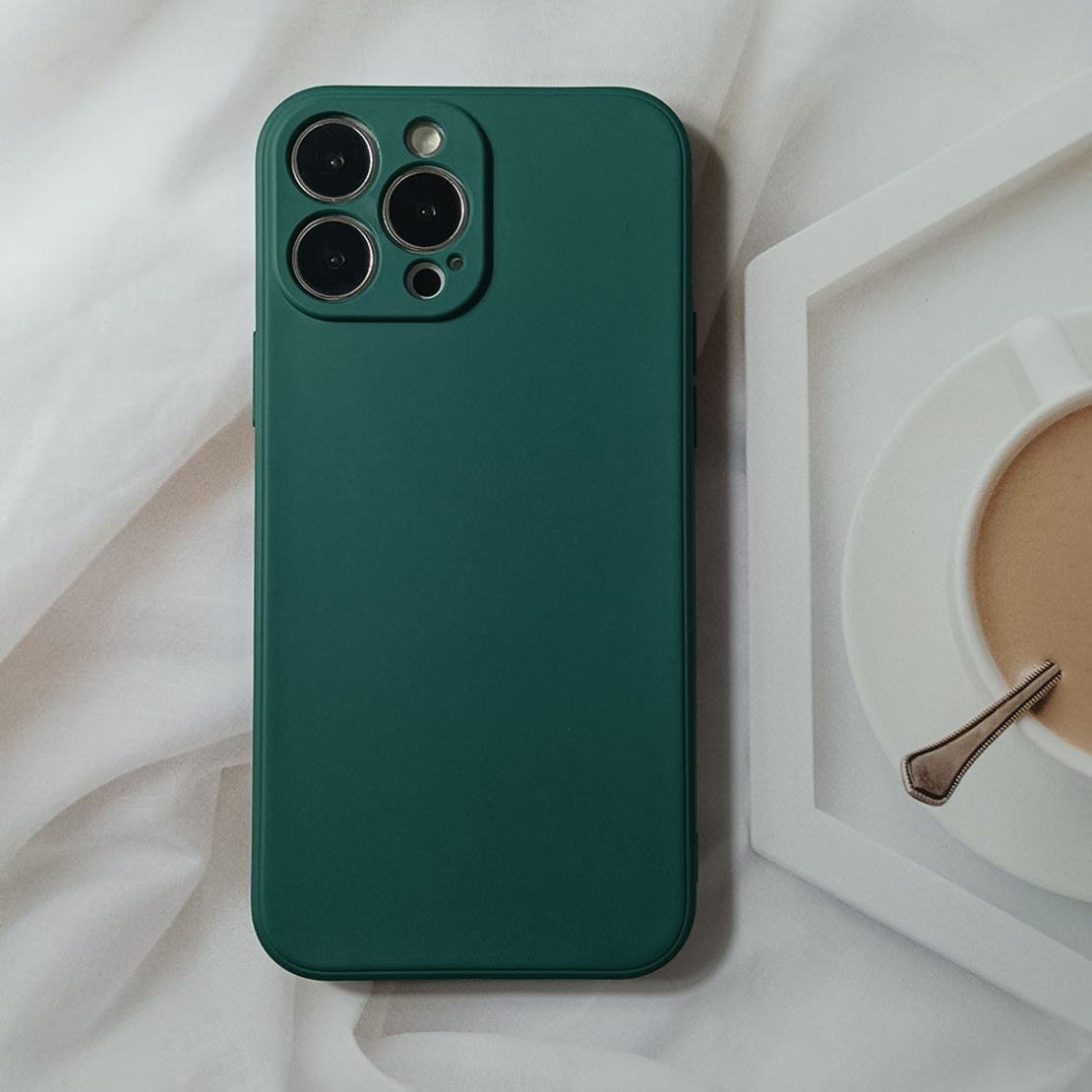 Husa pentru Apple iPhone 14 Plus Vafy, Liquid Silicone, cu Microfibra pe interior, Protectie Antisoc, Dark Green, Verde inchis